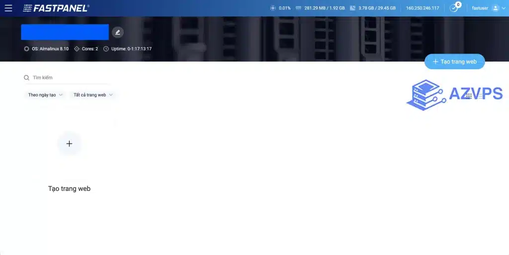 Giao diện fastpanel