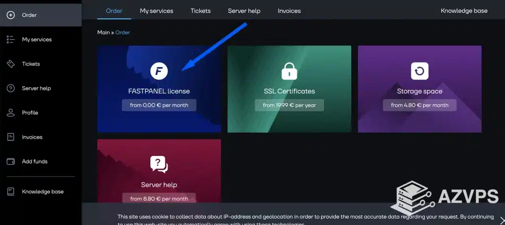 Đăng ký license fastpanel
